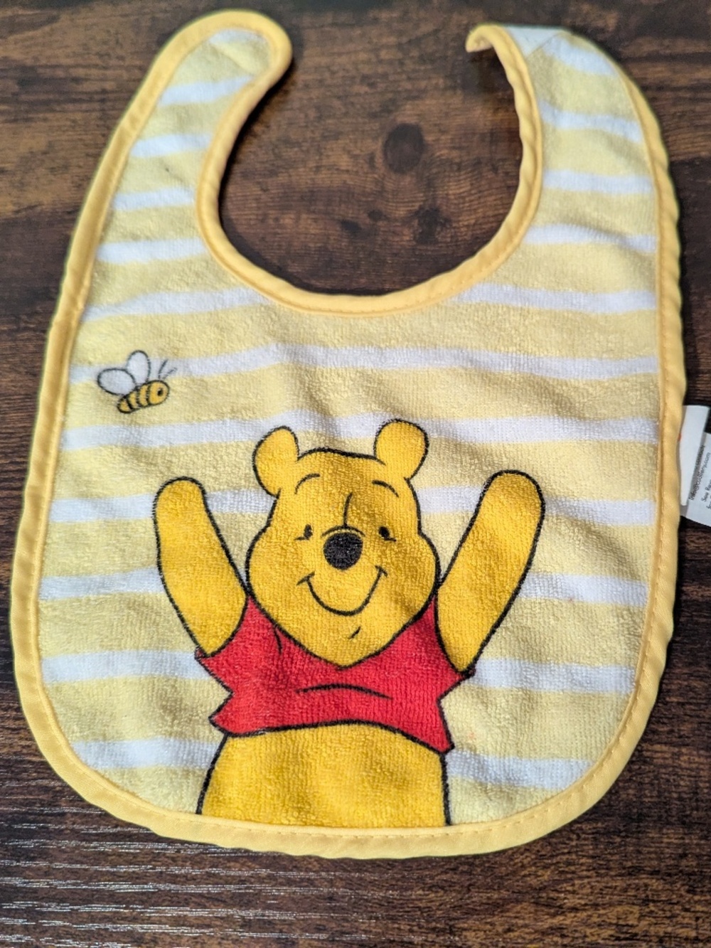 Winnie the Pooh Disney Baby Yellow Strip Bib Bee Cotton Blend Cuddle Accessories